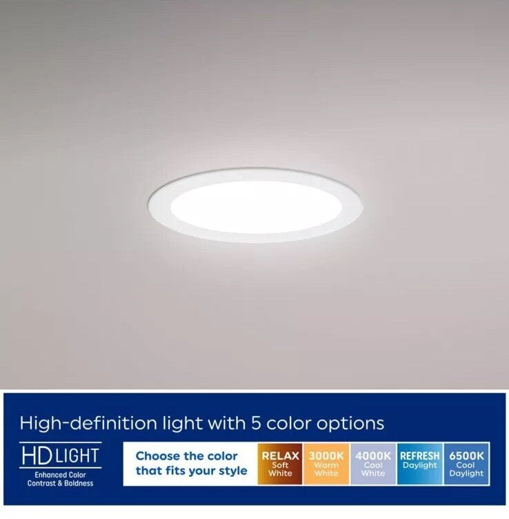 GE Color Select LED Wafer Downlight, Premium High-Lumen Direct Wire Ceiling
