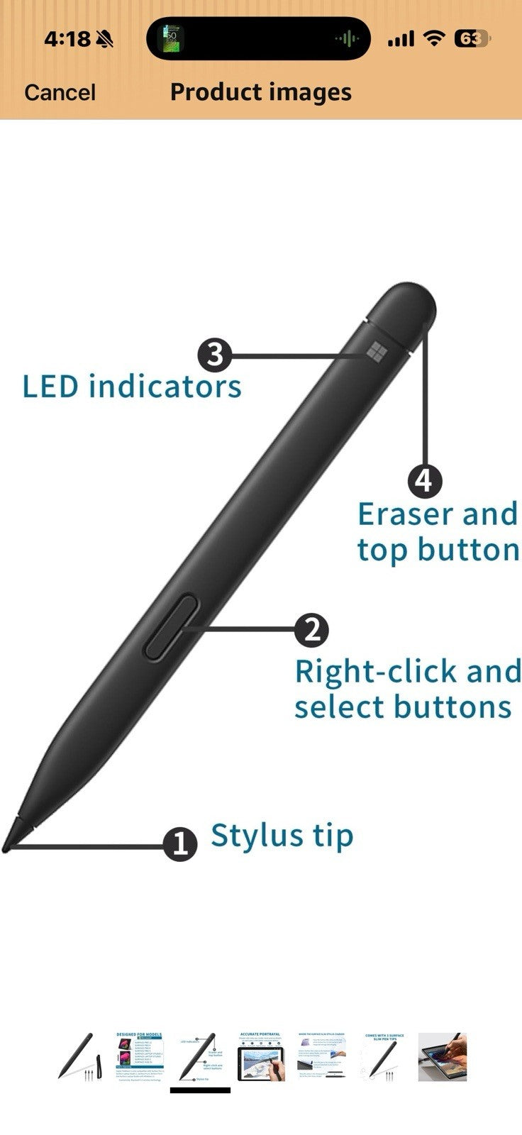 Surface Slim Pen 2 Matte - Bluetooth 5.0 Connectivity - 4,096 Points of Pressure