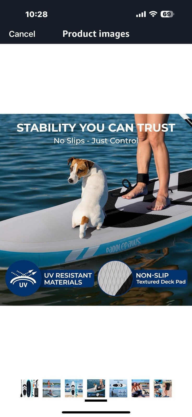 SereneLife 11’ Inflatable SUP - Pet-Friendly Stand-Up Paddle Board for Adults