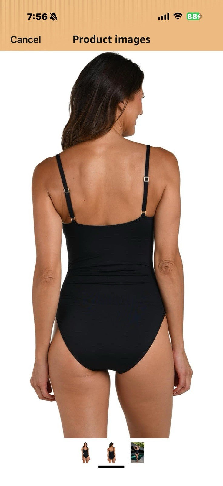 La Blanca Womens Island Goddess V Neck Shirred Front One Piece Swimsuit Size 8
