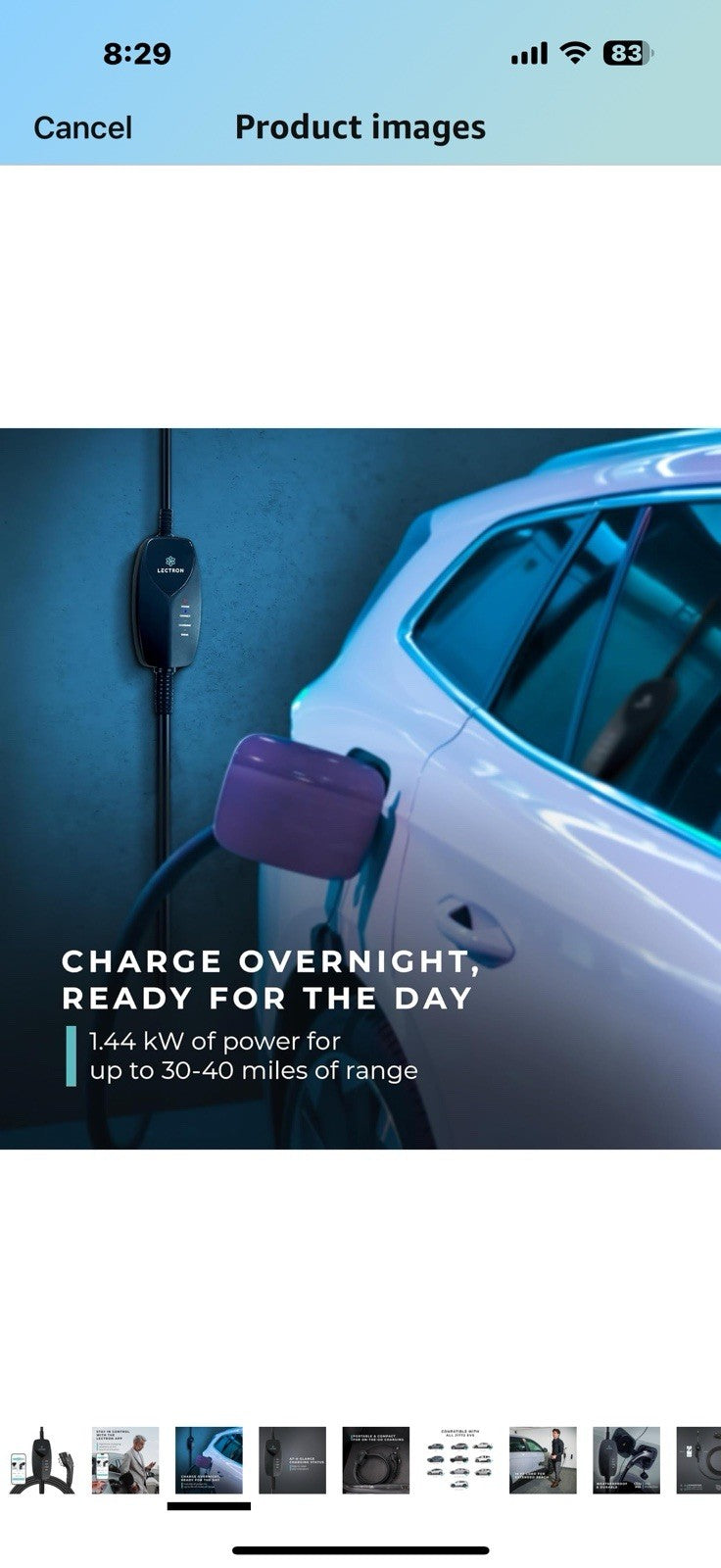 Lectron Level 1 J1772 EV Charger (WiFi) with App Control - 120V, 12 Amp, & 16 ft