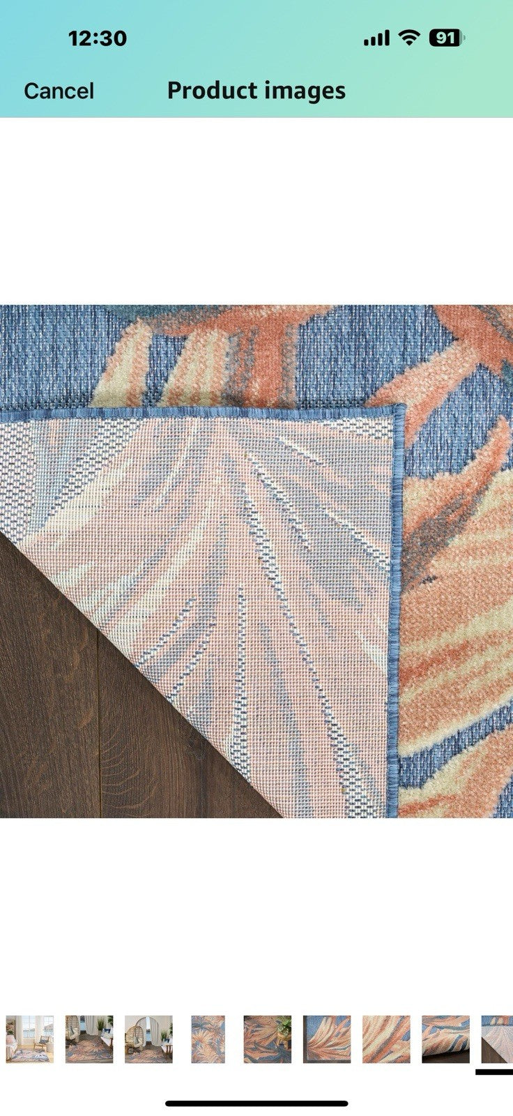 Nourison Aloha Blue Rose 5'3" x 7'5" Area Rug - Easy Clean, Non Shedding,