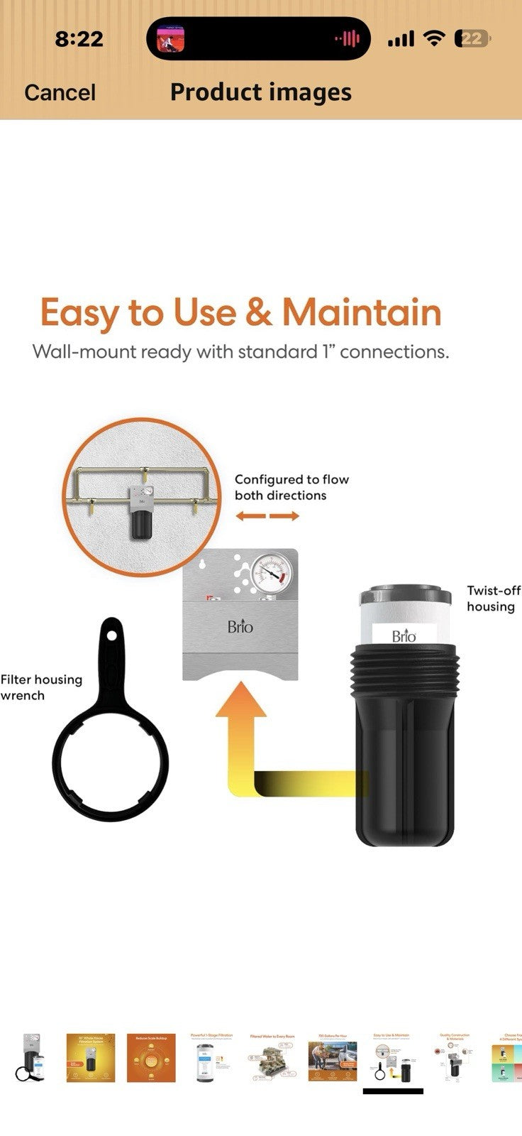Brio Whole House Water Filter System w/Gauge & Fast-Flow Sediment