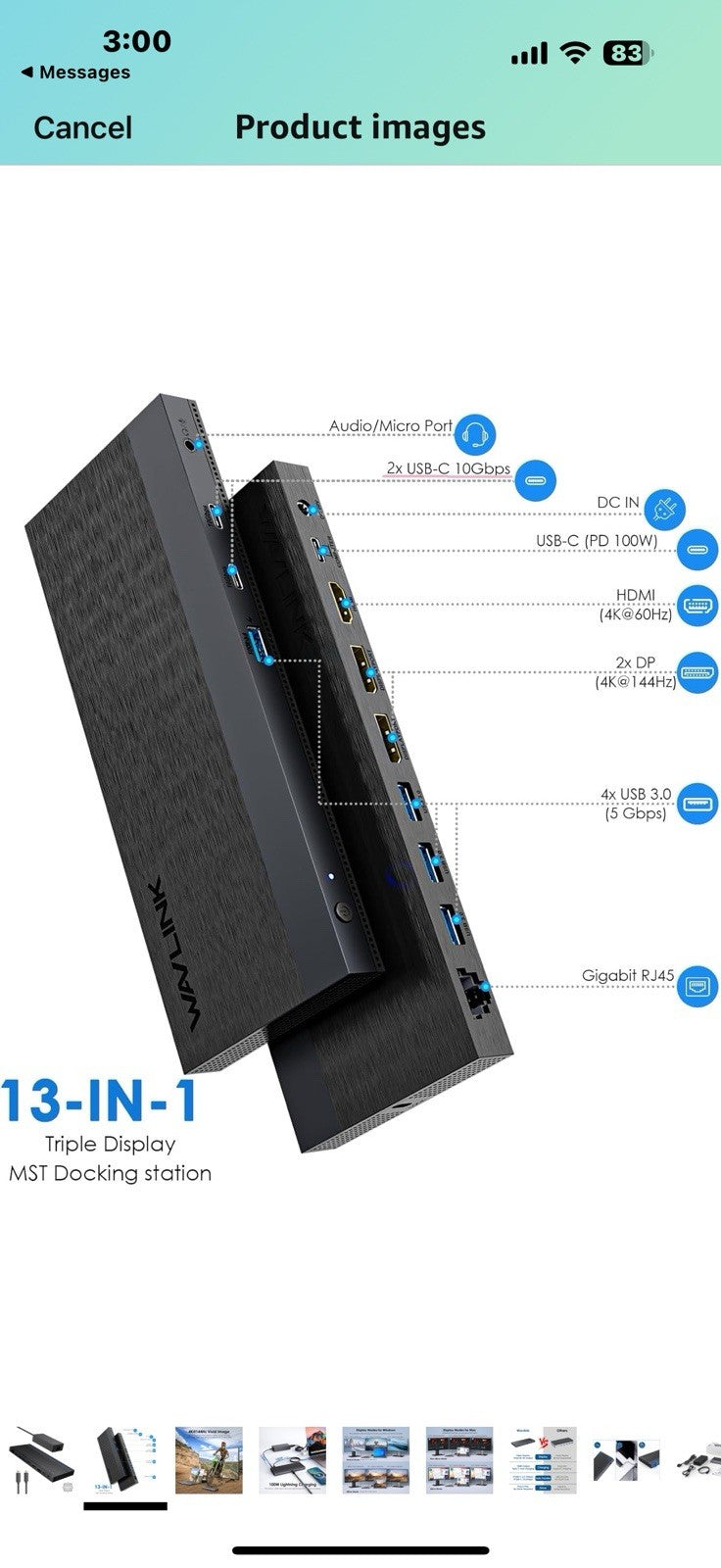 Laptop Docking Station, Docking Station 3 Monitors with 2* DP+HDMI
