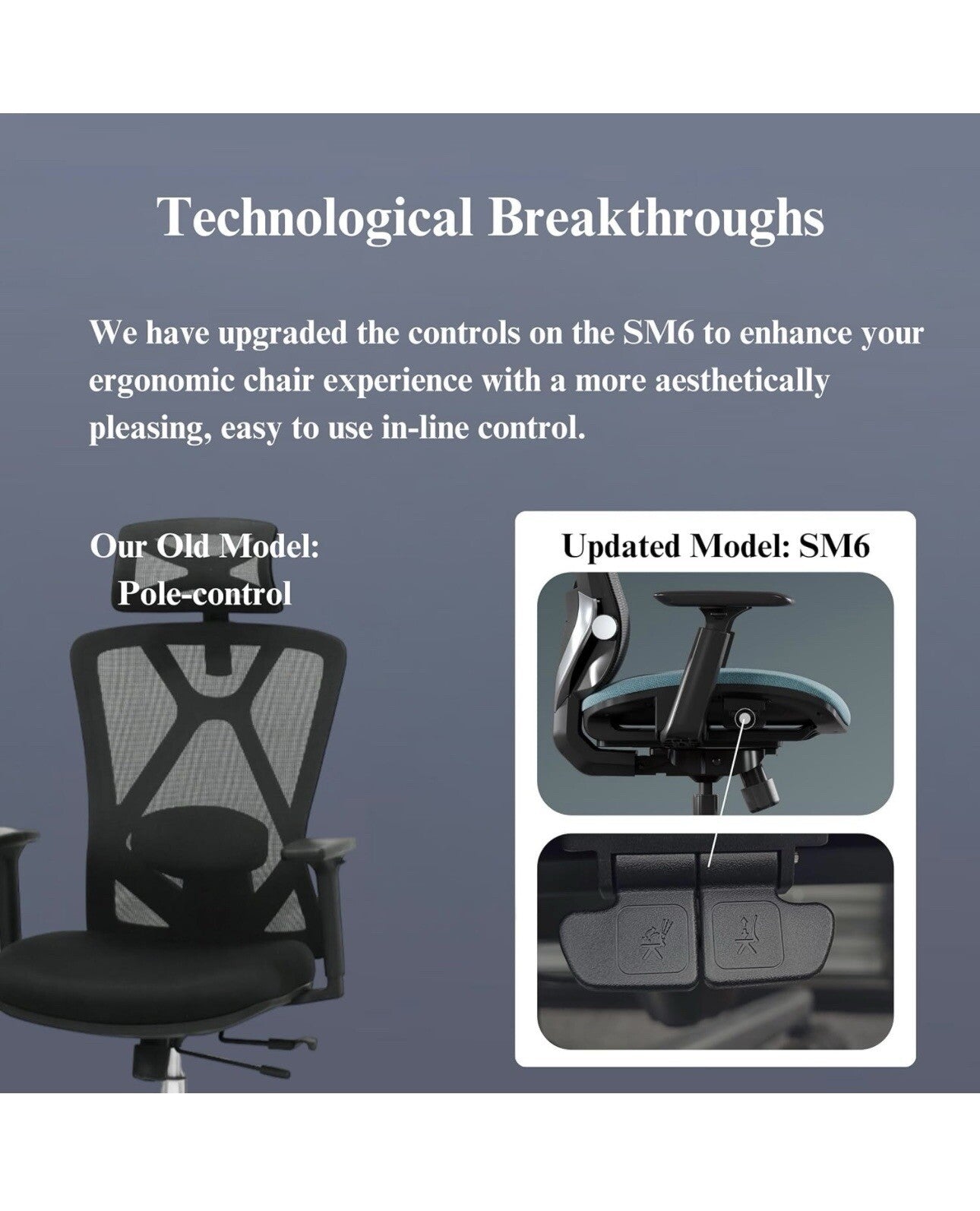 Urboro & Domo SM6 Ergonomic Office Chair with Adjustable Lumbar Support,
