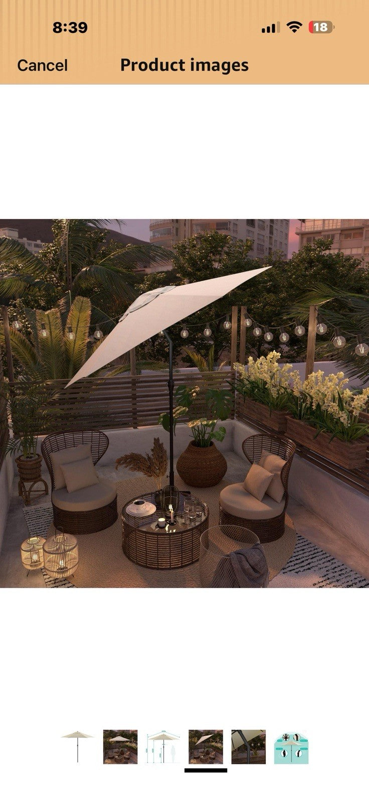 Sunline 9 ft Patio Umbrella with Crank & Push Button Tilt, Outdoor Market
