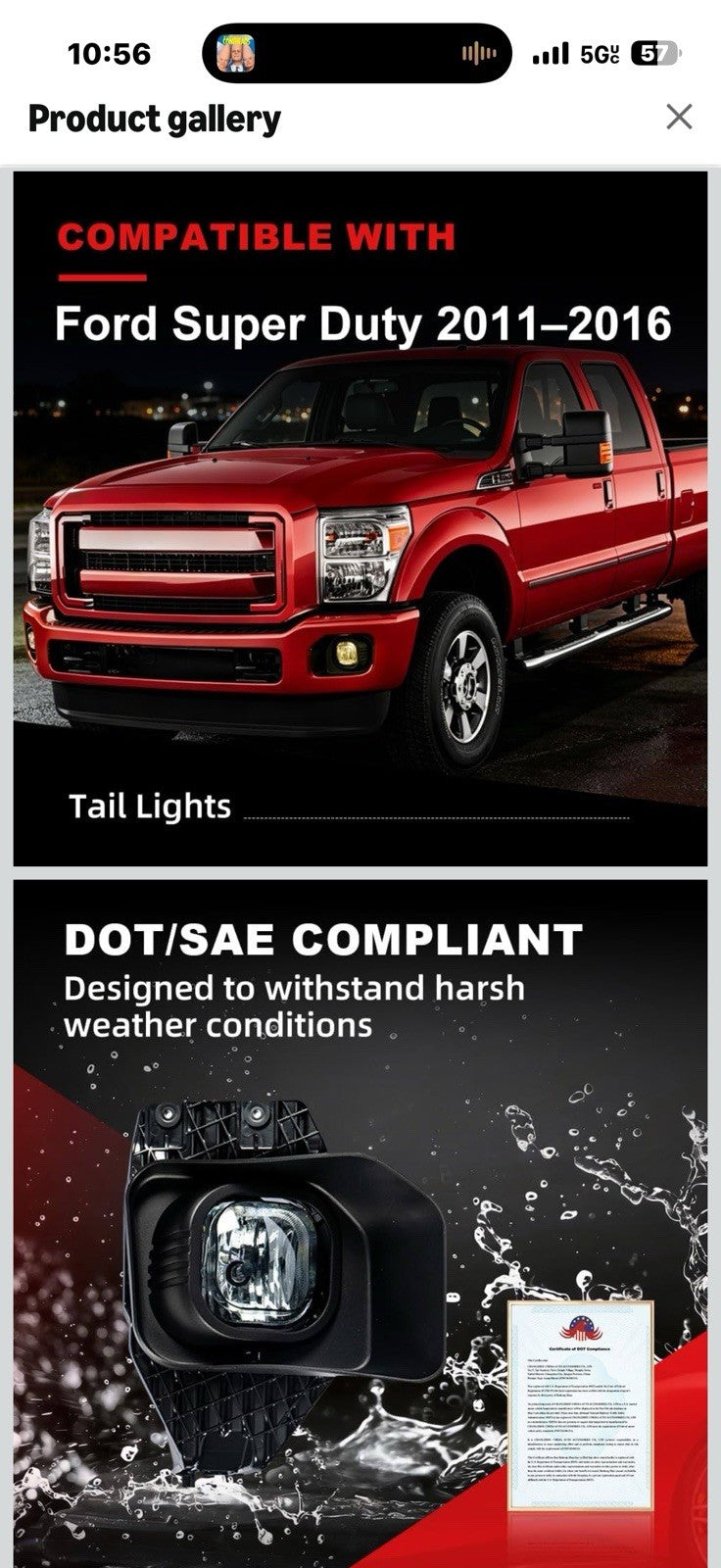 Front Smoky Lens Fog Light, Compatible with 2011-2016 Ford F250 F350