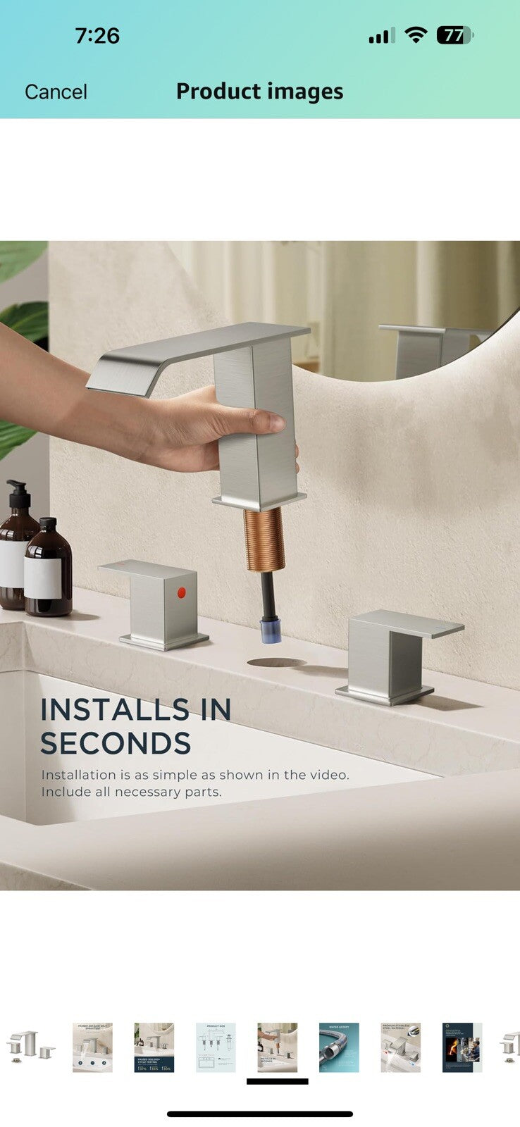 FORIOUS Bathroom Faucets, Brushed Nickel Bathroom Faucet 3 Hole