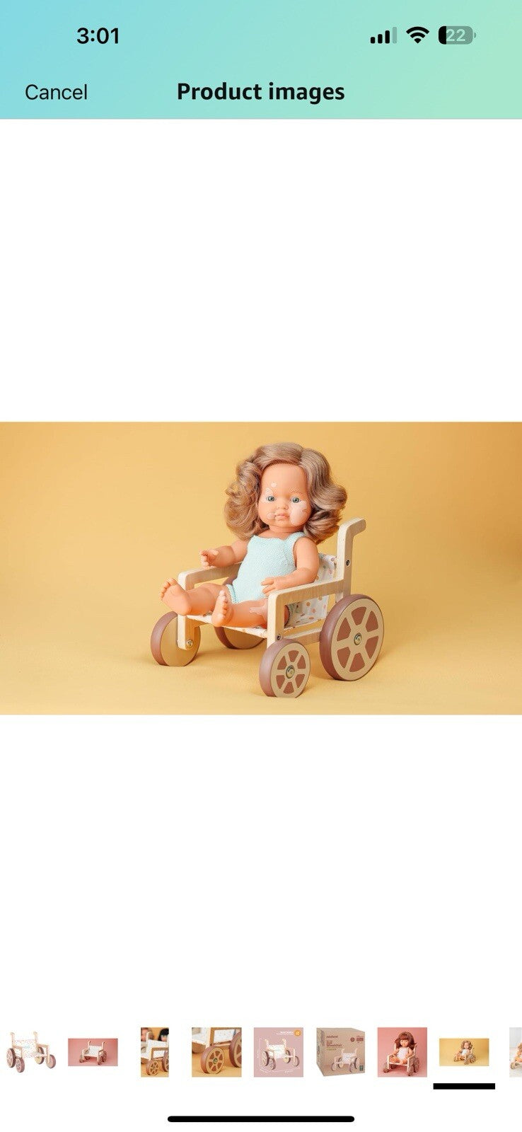 Miniland Doll Wooden Wheelchair Made with ECO Quality Materials which Provide