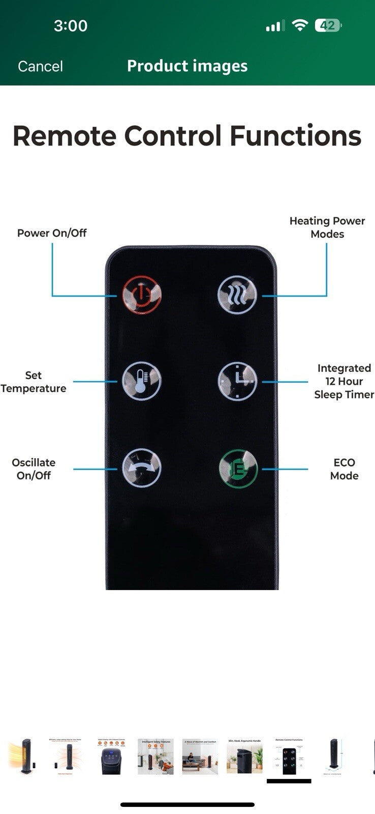  Comfort Zone Space Heaters for Indoor Use, 30 inch, Remote Control
