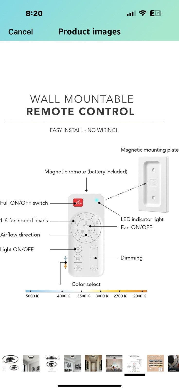 GLOBE Electric 37000113 20" Ceiling Fan with LED Light, Remote Control, 