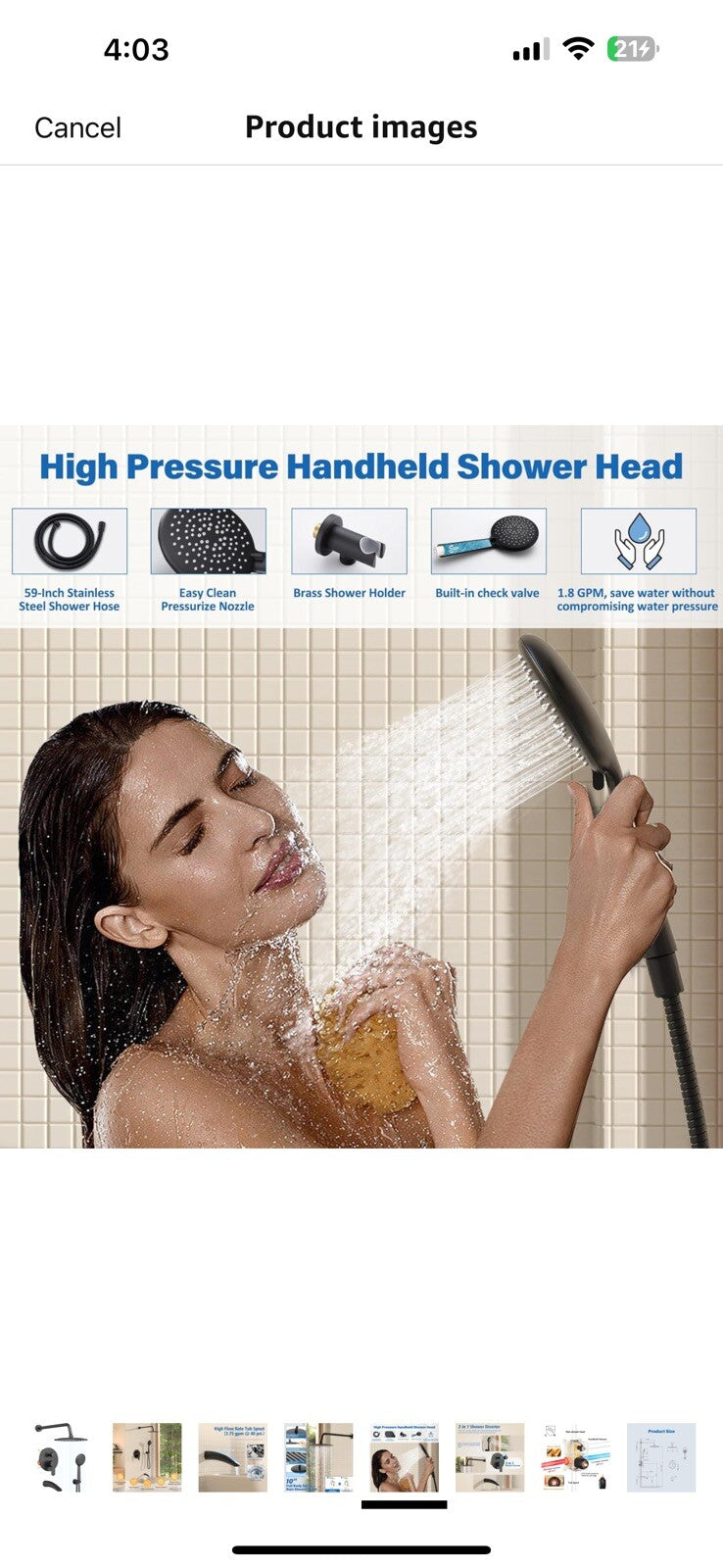 Gabrylly Shower System with Tub Spout, Black Bathtub Shower Faucet Set, 10" 