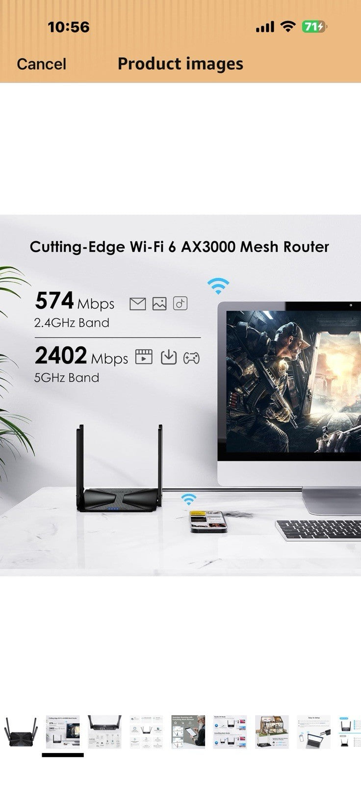 WiFi 6 AX3000 Dual Band Mesh Router, Wireless Gigabit Router for Gaming