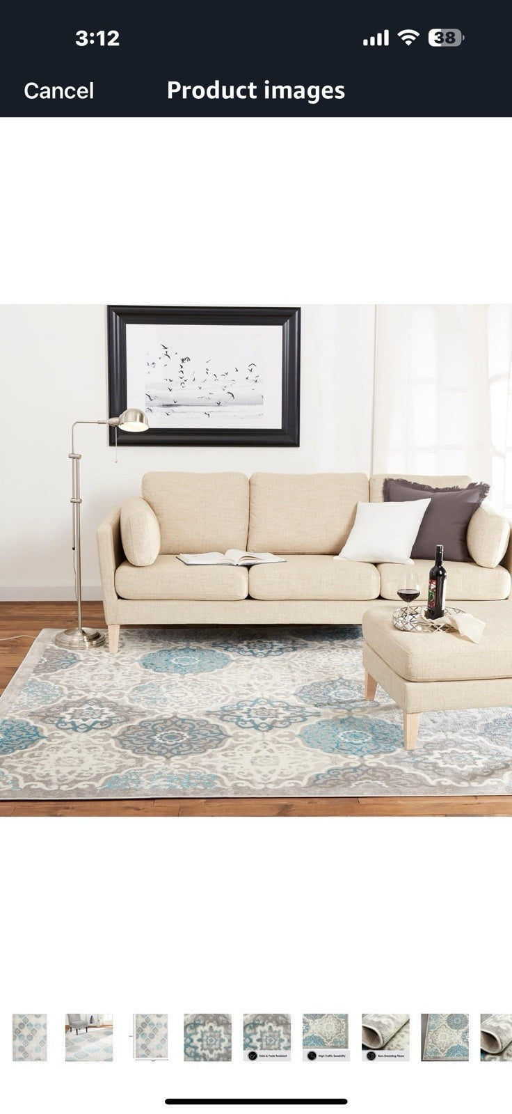Home Dynamix Boho Celeste Transitional Damask Area Rug, Grey/Blue, 7'9"x10'2