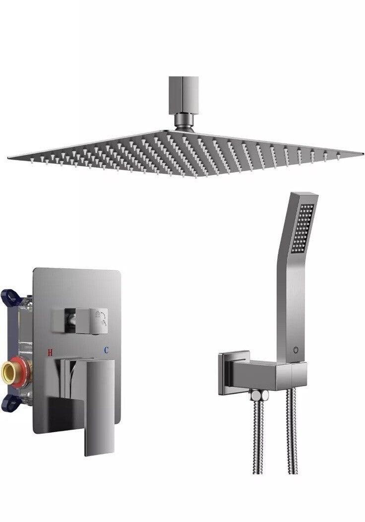 FORIOUS 10 in Rainfall Shower System - Ceiling Mount,Brushed Nickel Rain