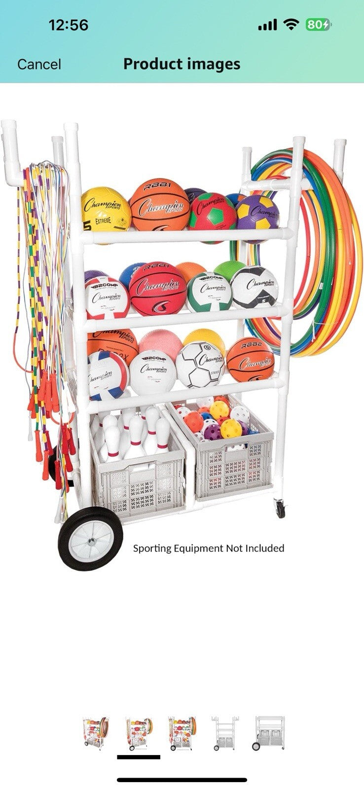 Champion Sports High Impact All-Terrain Heavy-Duty Cart, White, 53" x 19" x 59