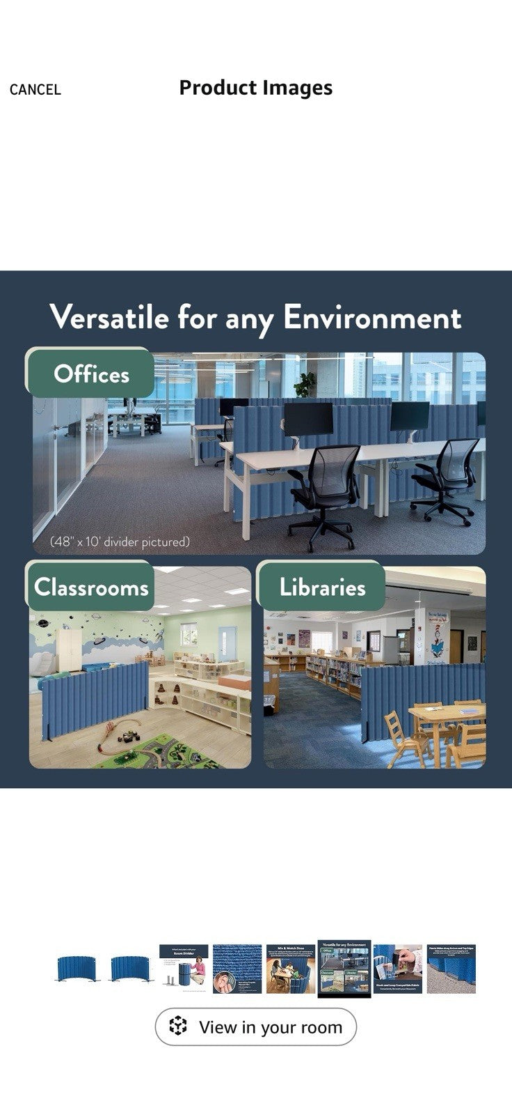 Angeles 30" x 6' Quiet Divider With Sound Dampening