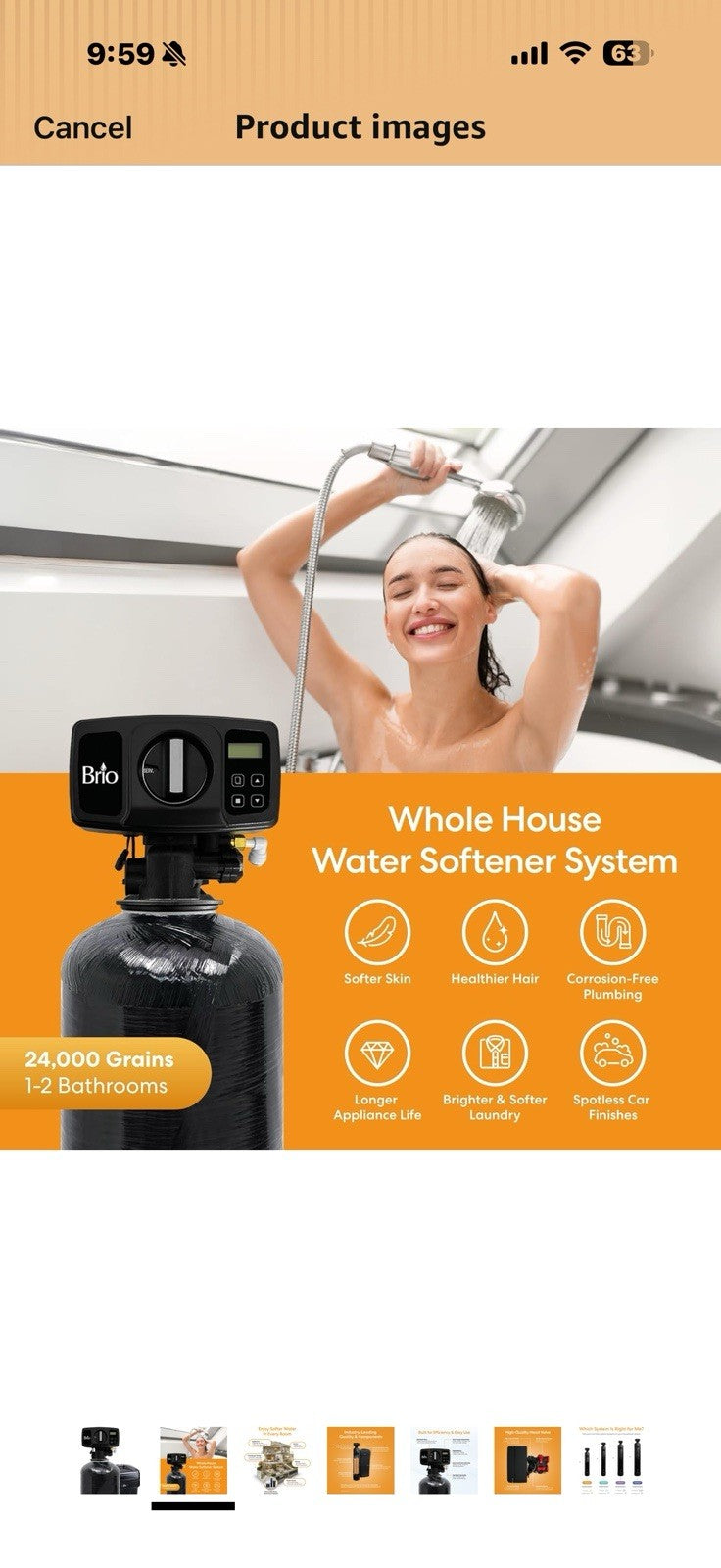 Brio WSFS1668 Whole House Water Softener System, 1-2 Bathrooms