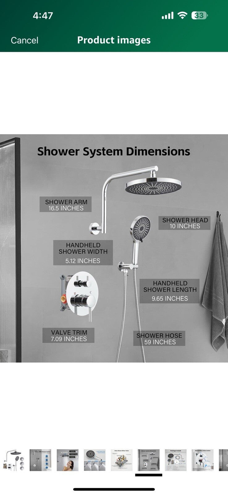 BWE Chrome Shower System Wall Mounted Shower Faucet Set with 10 inch 