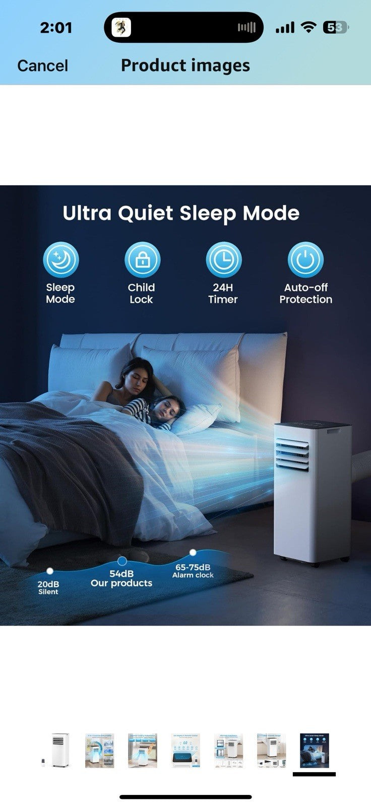 Portable Air Conditioner 8000 BTU (ASHRAE) Cools Up to 350 Sq. Ft., Remote 