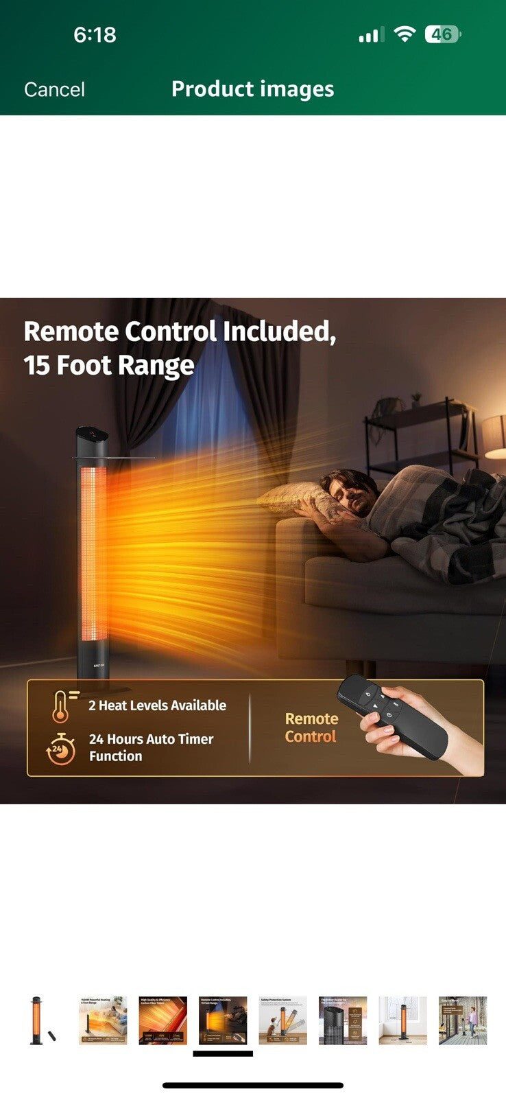 EAST OAK 1500W Patio Tower Heater Waterproof Outdoor Electric Heater
