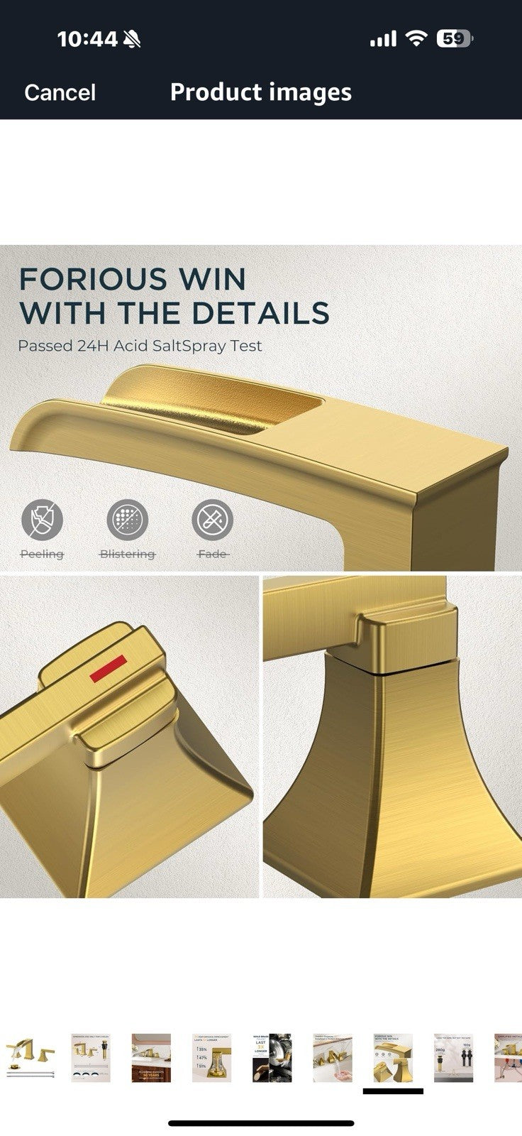 FORIOUS Brass Brushed Gold Widespread Bathroom Faucet