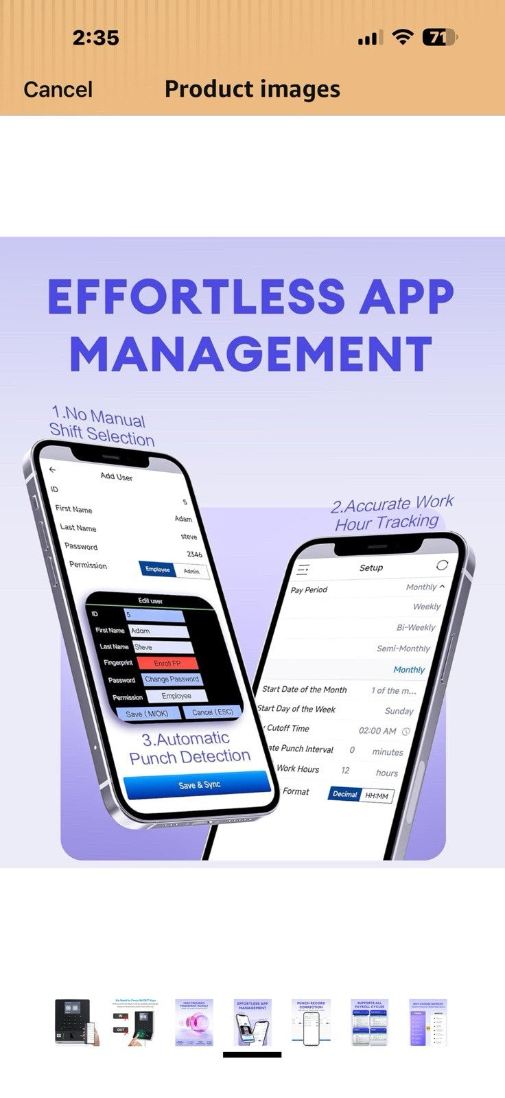 NGTeco APP Time Clock for Small Business, Fingerprint Biometric & PIN Clocking