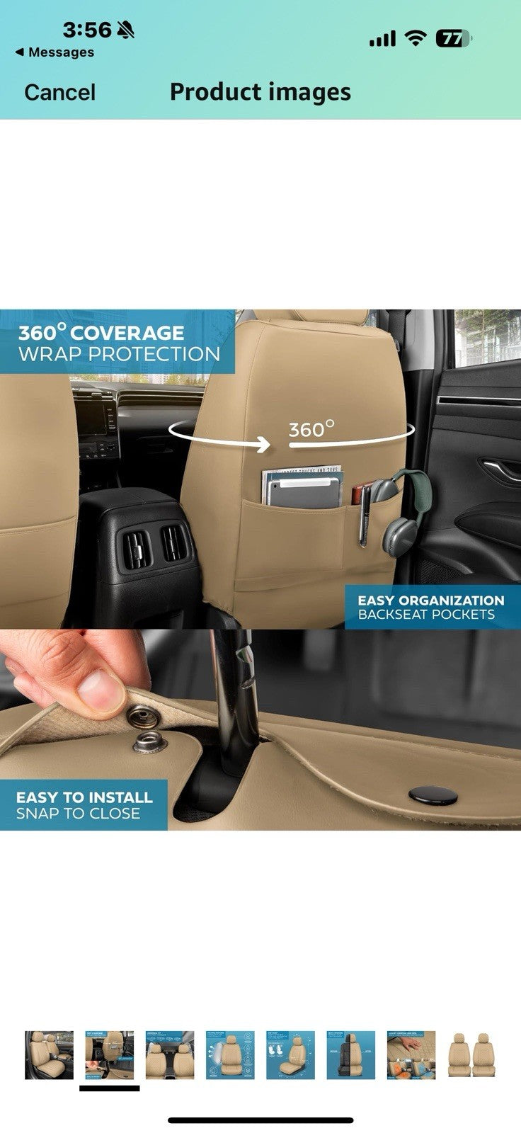 Prestige Edition Faux Leather Seat Covers for Cars, Trucks, & SUV – 2 Beige Car 