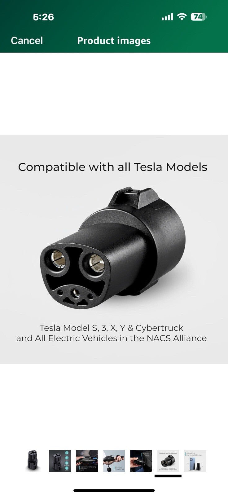 Lectron J1772 to Tesla Adapter 80 Amp (250V) - Compatible with Tesla 