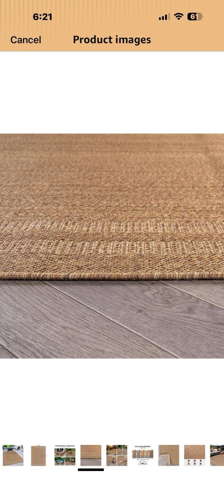 Rugshop Border Stripe Indoor Outdoor Flat Woven Area Rug,Natural 5x7