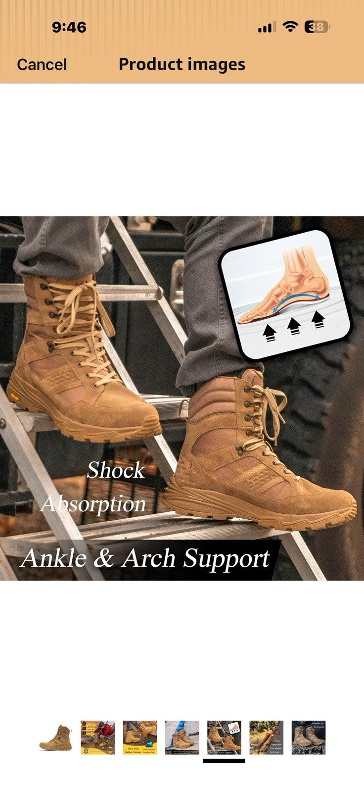 ROCKROOSTER Men's 8 Inch Lace Up Lightweight Military Boots, Non-Slip