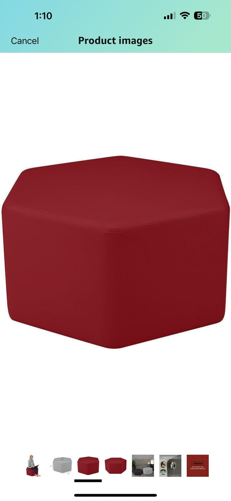 FDP Pro Series Hexagon Ottoman Stool - Hand Upholstered Ottoman 