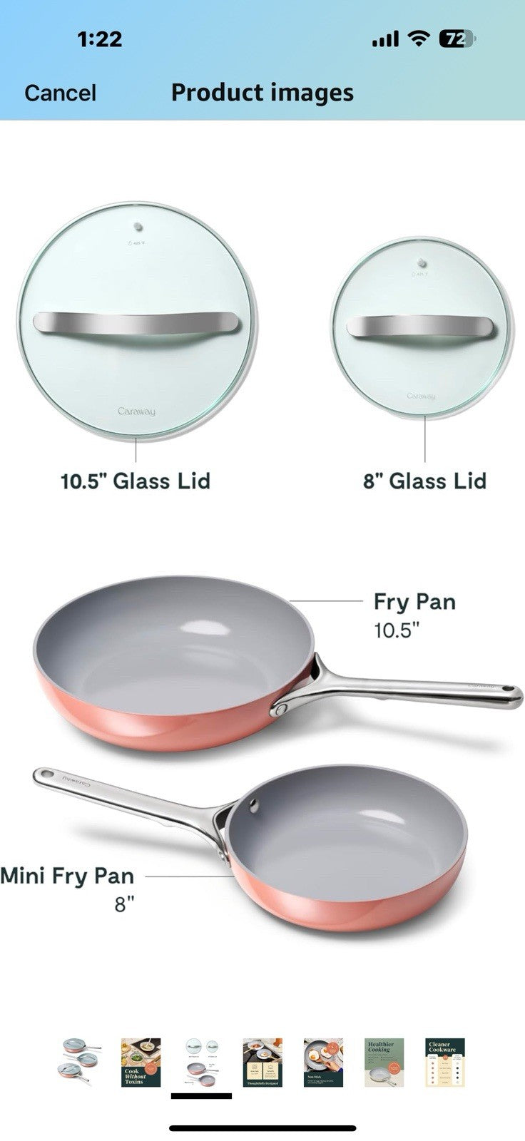 Caraway Ceramic Nonstick Fry Pan Set with Glass Lids – Includes Two 10.5”