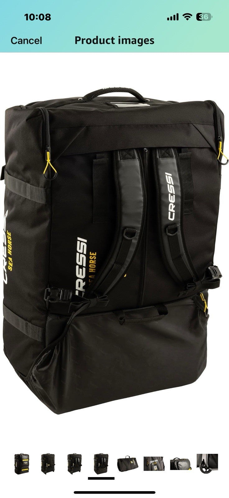 CRESSI Sea Horse Wheeled Backpack for Travel and Aquatic Activities, Black,