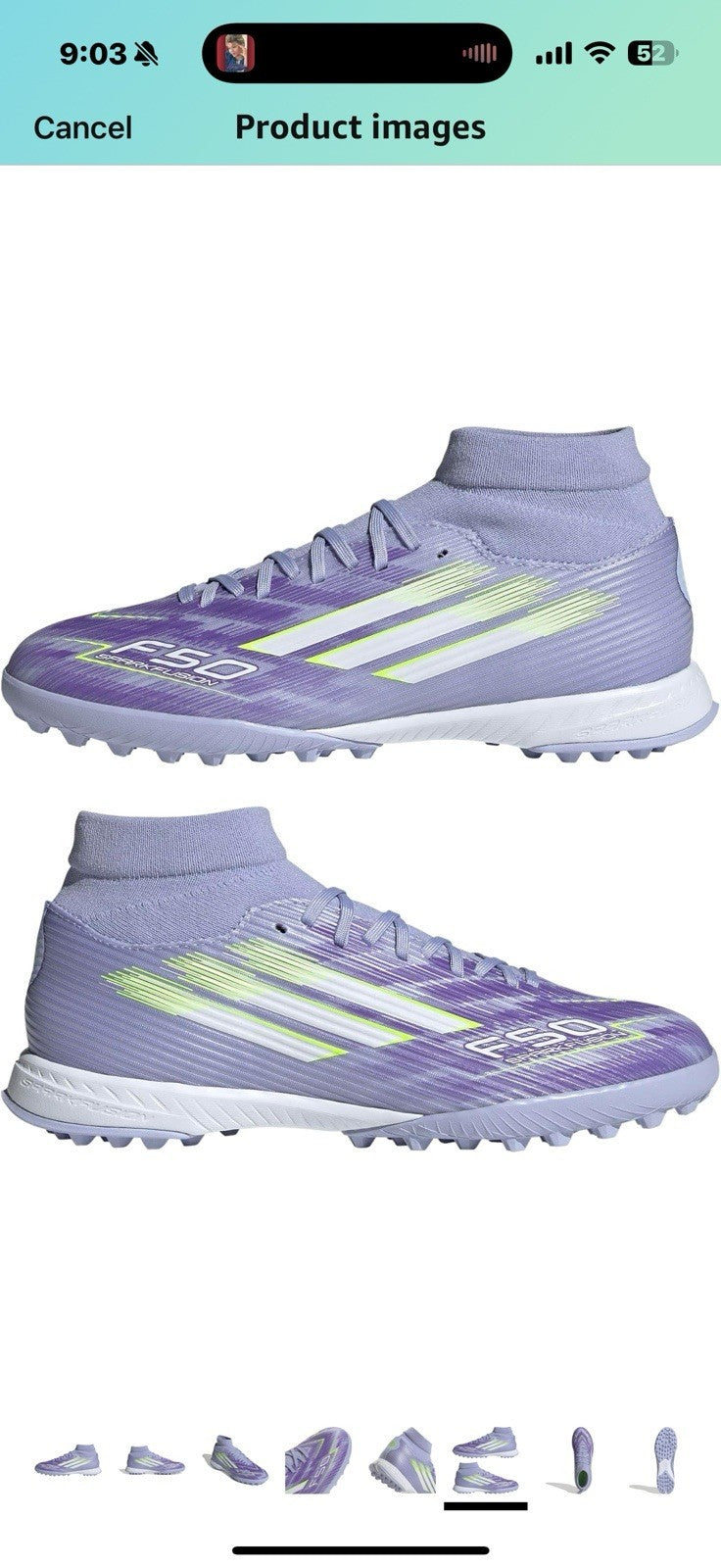 adidas Women's F50 Sparkfusion League Turf Sneaker Size 9 