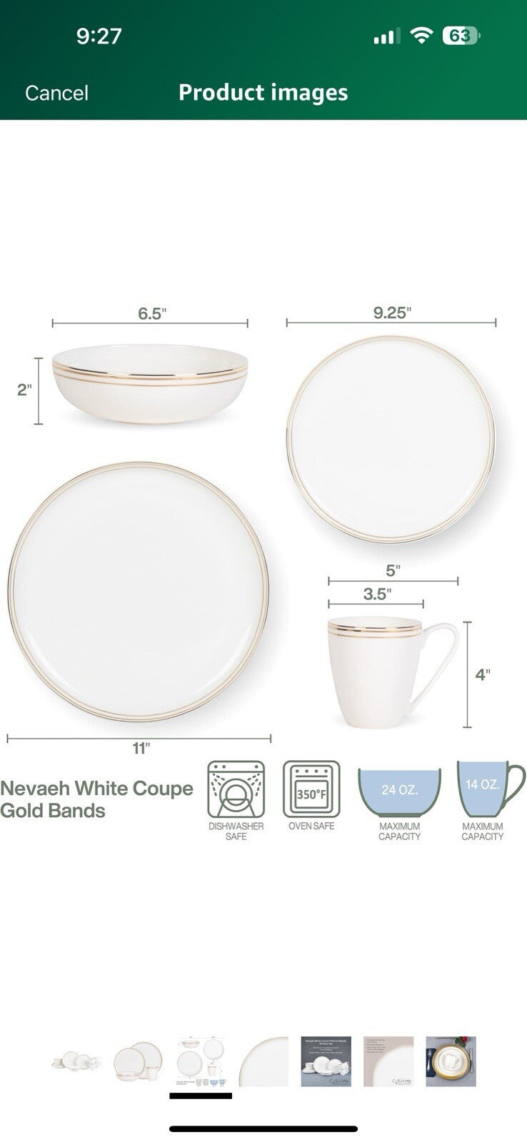Everyday White by Fitz and Floyd Nevaeh Bone China Coupe Gold Bands 