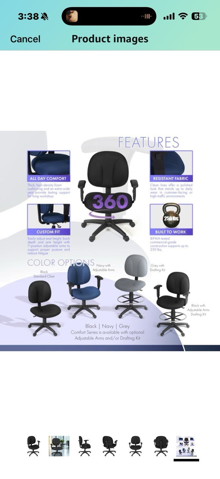 Romig Comfort Series High-Back Multifunctional Fabric Computer 