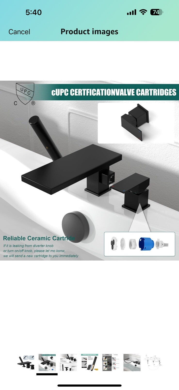 Hoimpro Deck Mount Roman Tub Faucet with Sprayer, Single Handle Brass