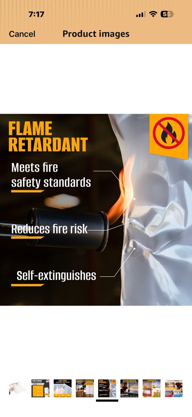 Flame Retardant Plastic Sheeting  3' x 50', 1800SqFt Pack of 12
