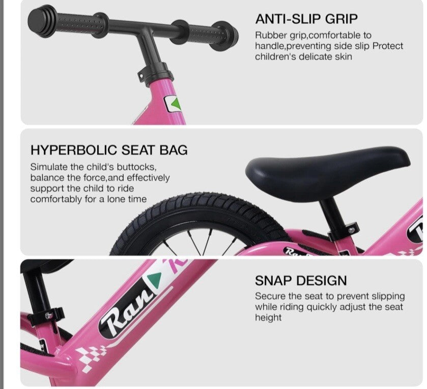 Royalbaby RanRule Kids Balance Bike Toddlers Age 2~5 Years Pink