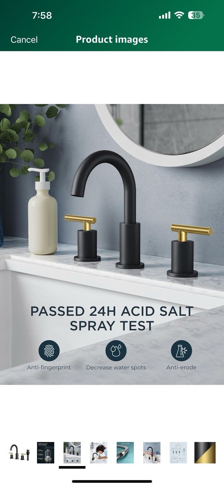 FORIOUS Brushed Gold and Black Bathroom Faucet 3 Hole, 8 Inch Widespread 