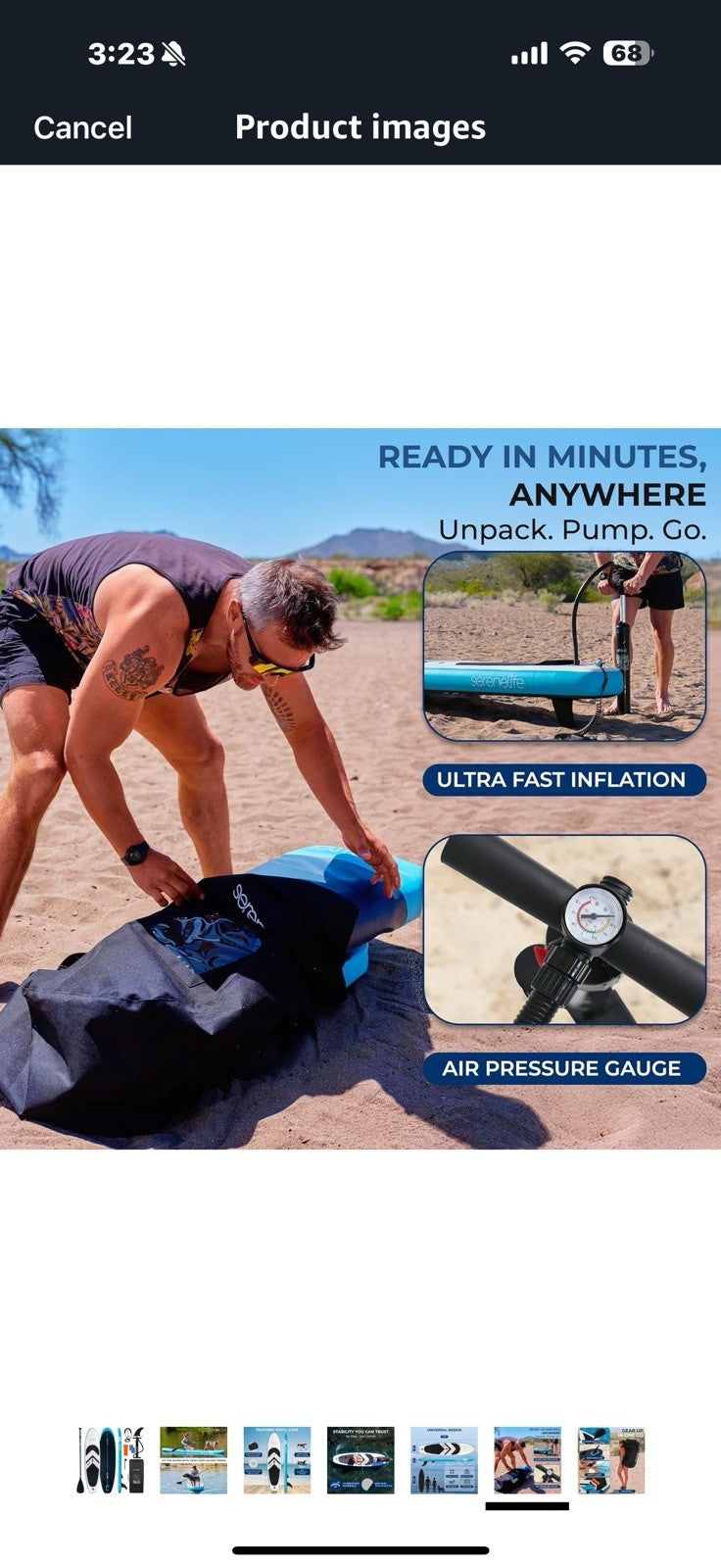 SereneLife 11’6” Inflatable SUP - Pet-Friendly Stand-Up Paddleboard for Adults