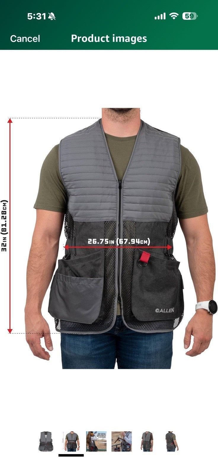 Allen Company Men's Competitor Shooting Vest – Mesh Vest with Moveable XL