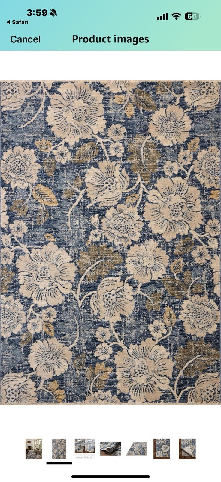 Loloi Eileen Collection ELE-03 Denim/Natural 7'-10" x 10'-2" Fringe