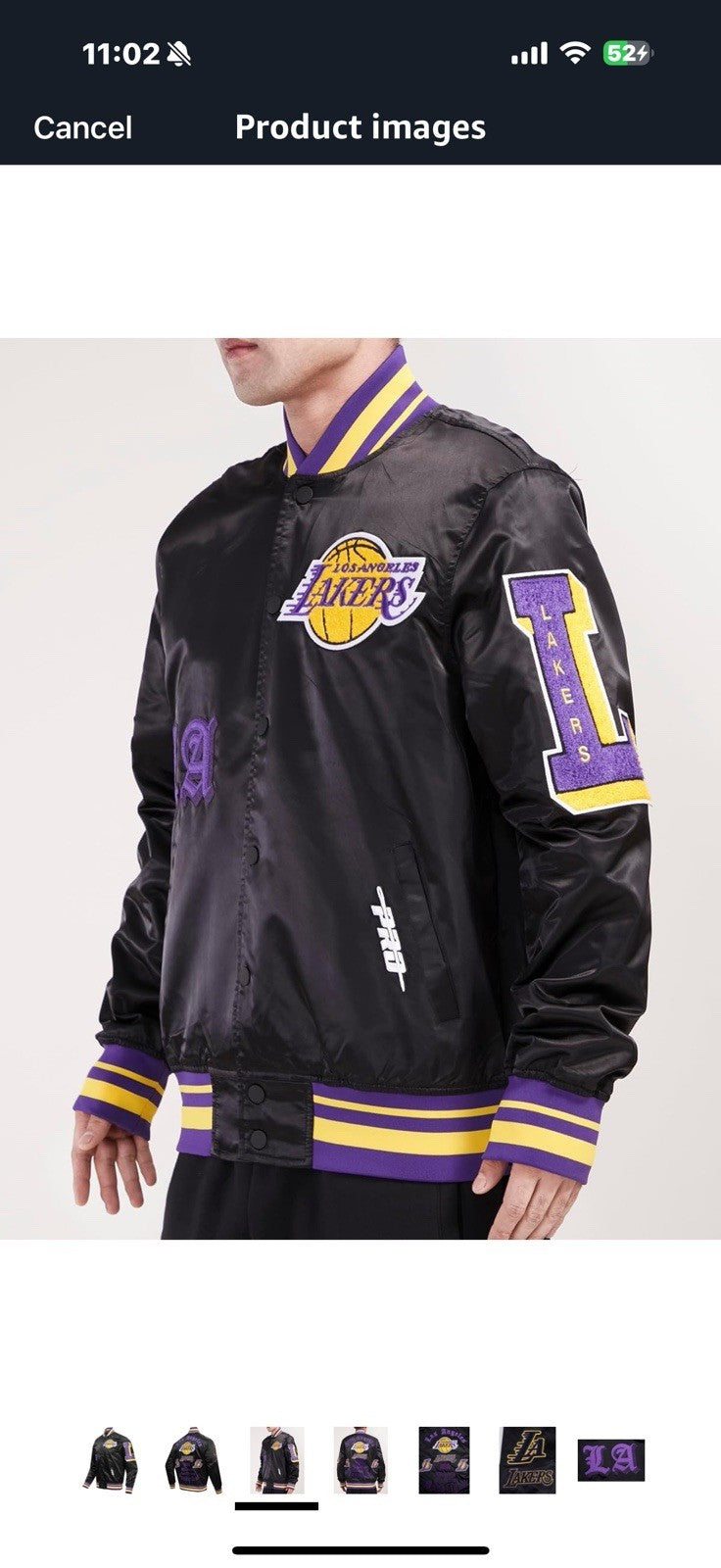 Mens NBA Old English Satin Jacket Los Angeles Lakers  Large