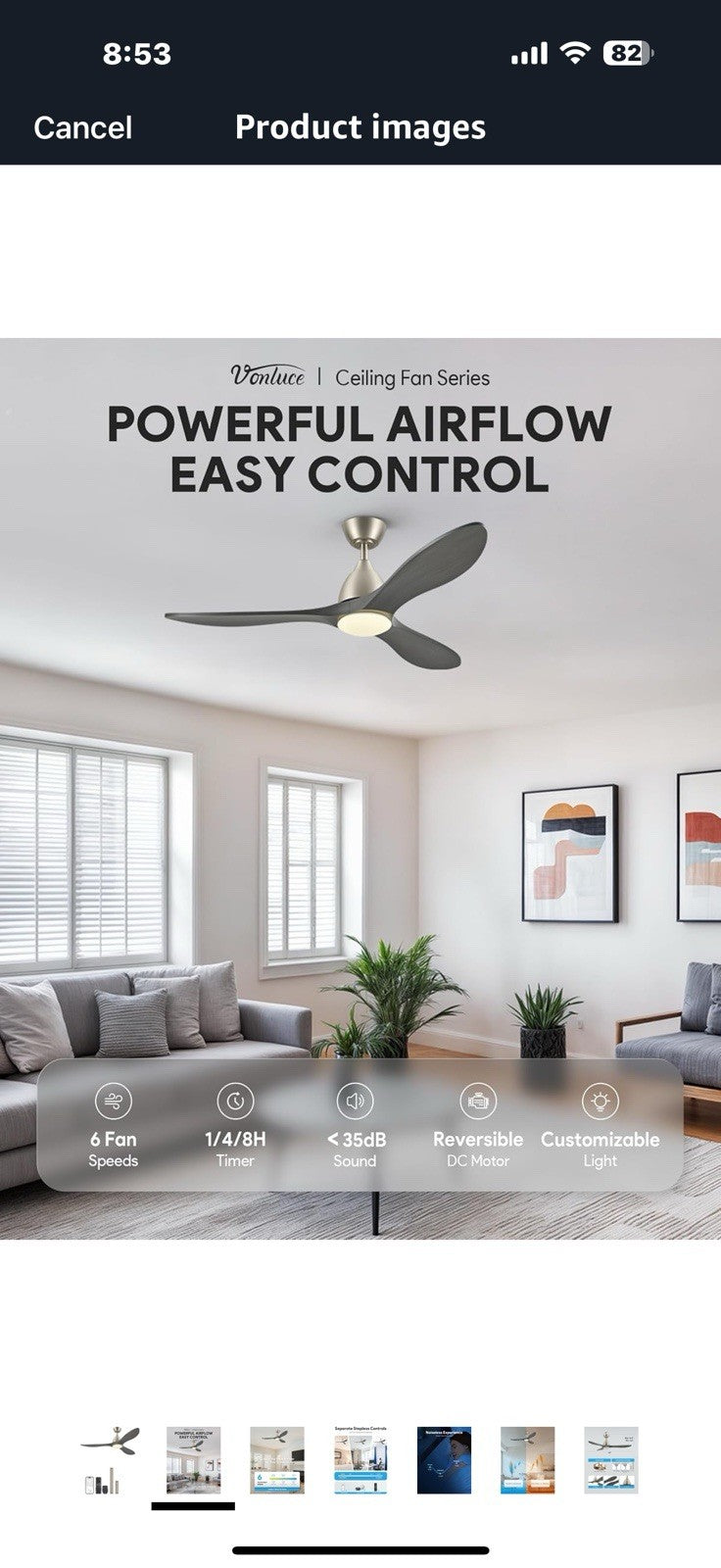 VONLUCE Ceiling Fans with Lights, 52 inch Smart Ceiling Fan with Remote