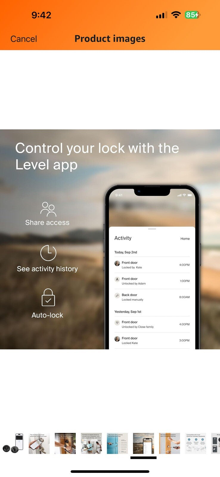 Level Lock+ Smart Lock - World's Smallest Smart Lock Plus Apple Home Keys