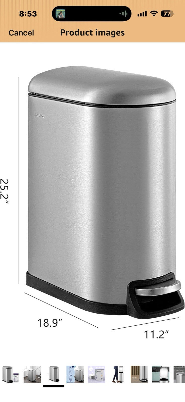 happimess  Roland 10.6 Gal. Chrome Step-Open Trash Can