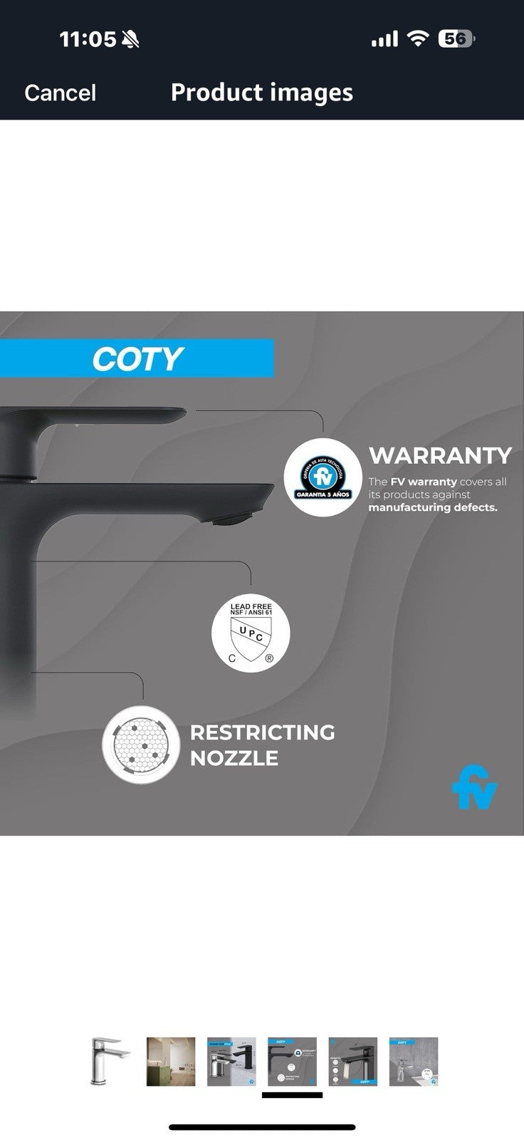 FV Coty Matte Black Bathroom Faucet – Single Hole Brass Sink Faucet, 