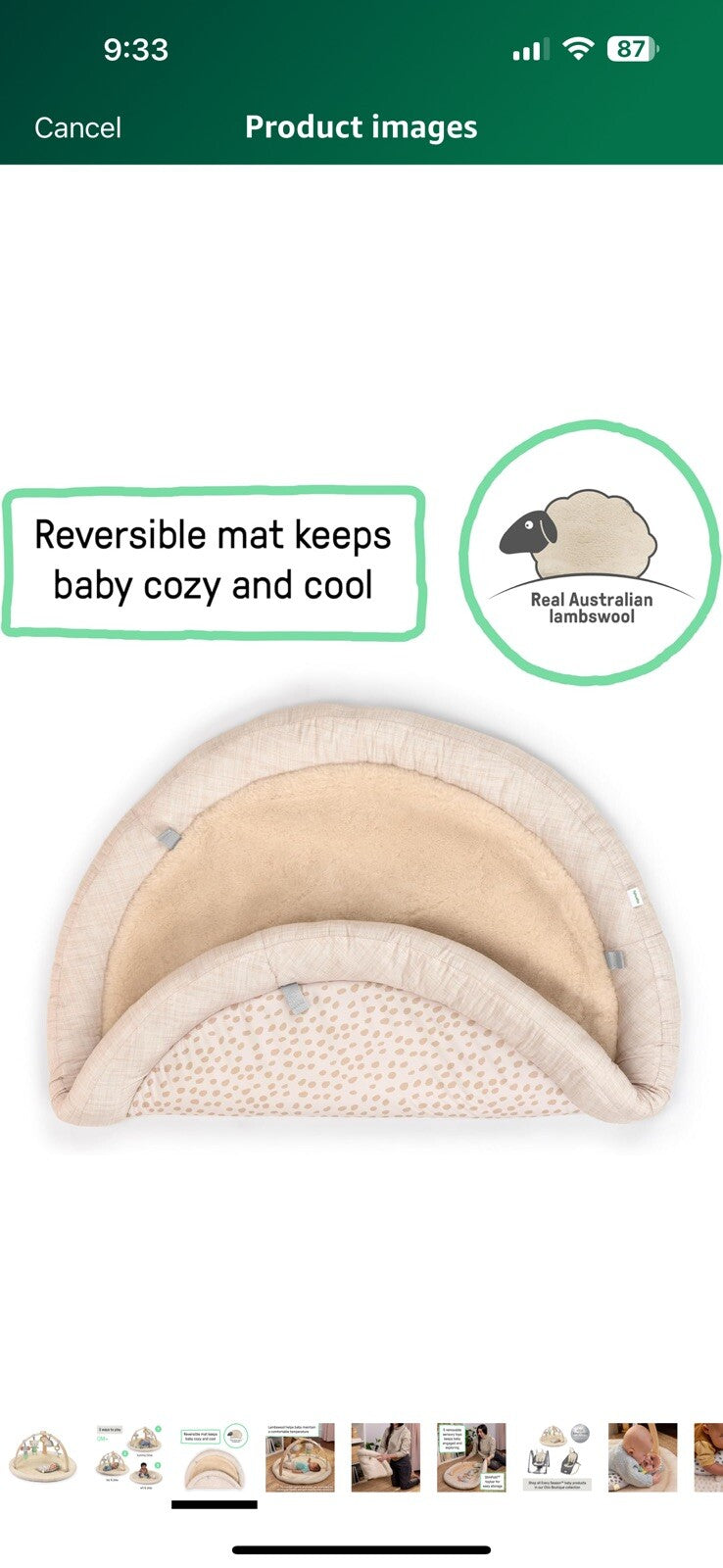 Ingenuity Every Season Plush Lambswool Baby Play Gym and Play Mat, 